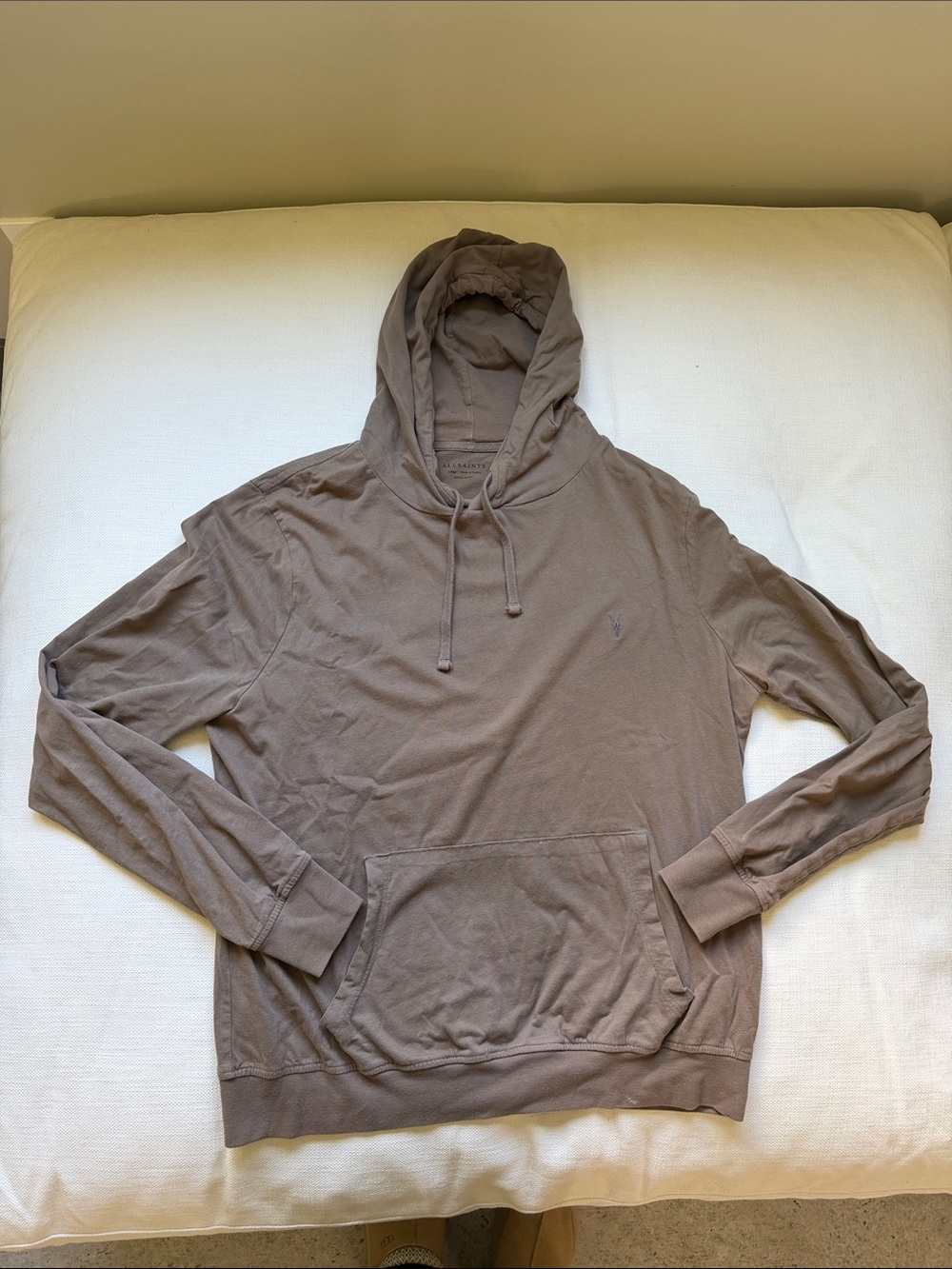 All Saints Men's Taupe Hooded Pullover Sweatshirt